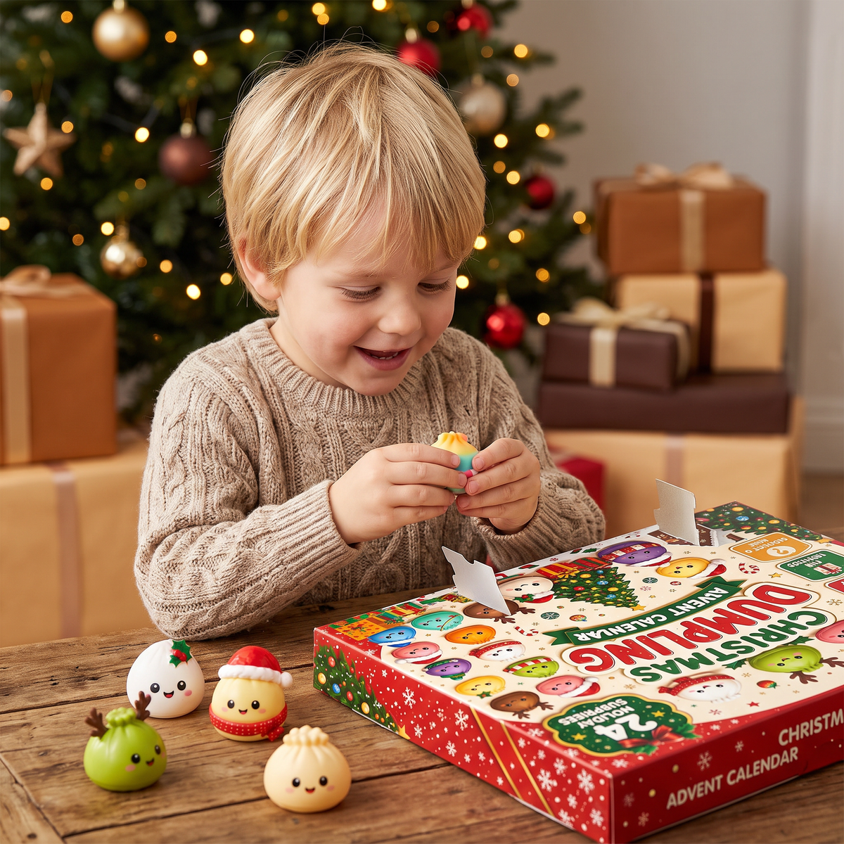 Adventskalender med Mini-dumpling-mjukleksak-leksaker