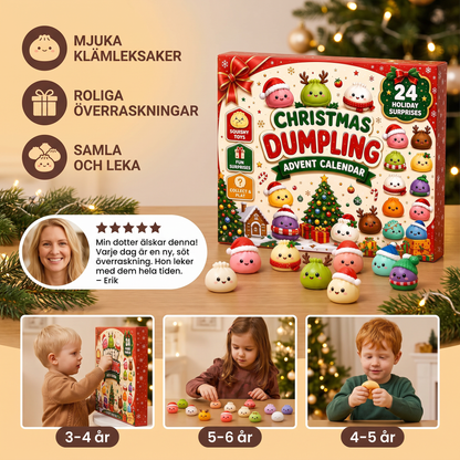 Adventskalender med Mini-dumpling-mjukleksak-leksaker
