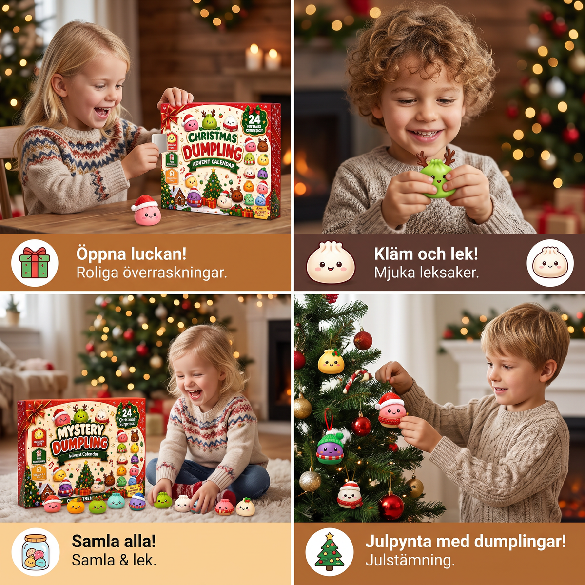 Adventskalender med Mini-dumpling-mjukleksak-leksaker
