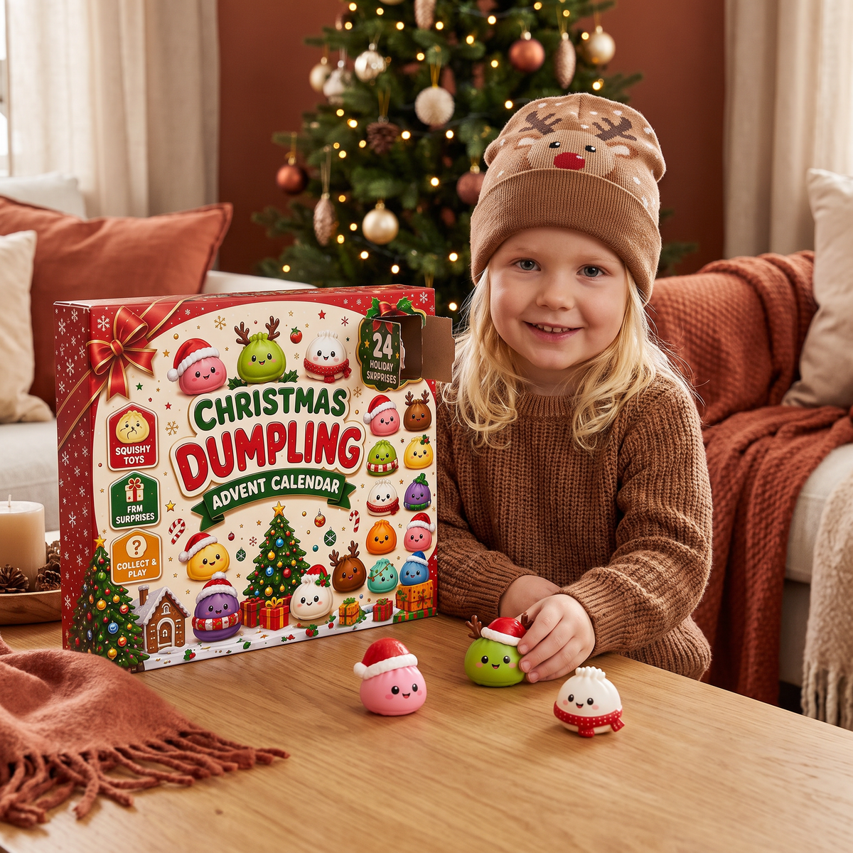 Adventskalender med Mini-dumpling-mjukleksak-leksaker