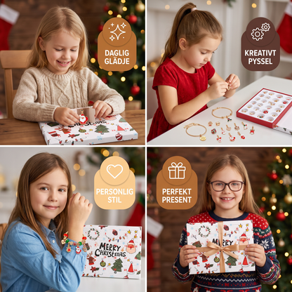 Adventskalender med jularmband (24 dagar) – DIY-smyckesset för flickor