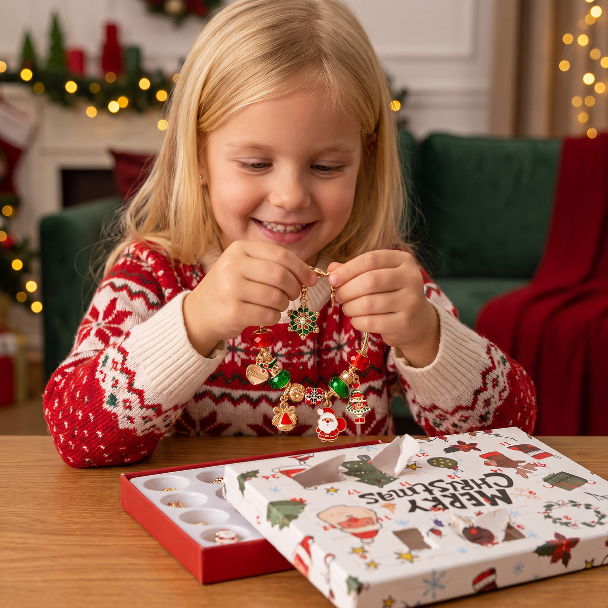 Adventskalender med jularmband (24 dagar) – DIY-smyckesset för flickor
