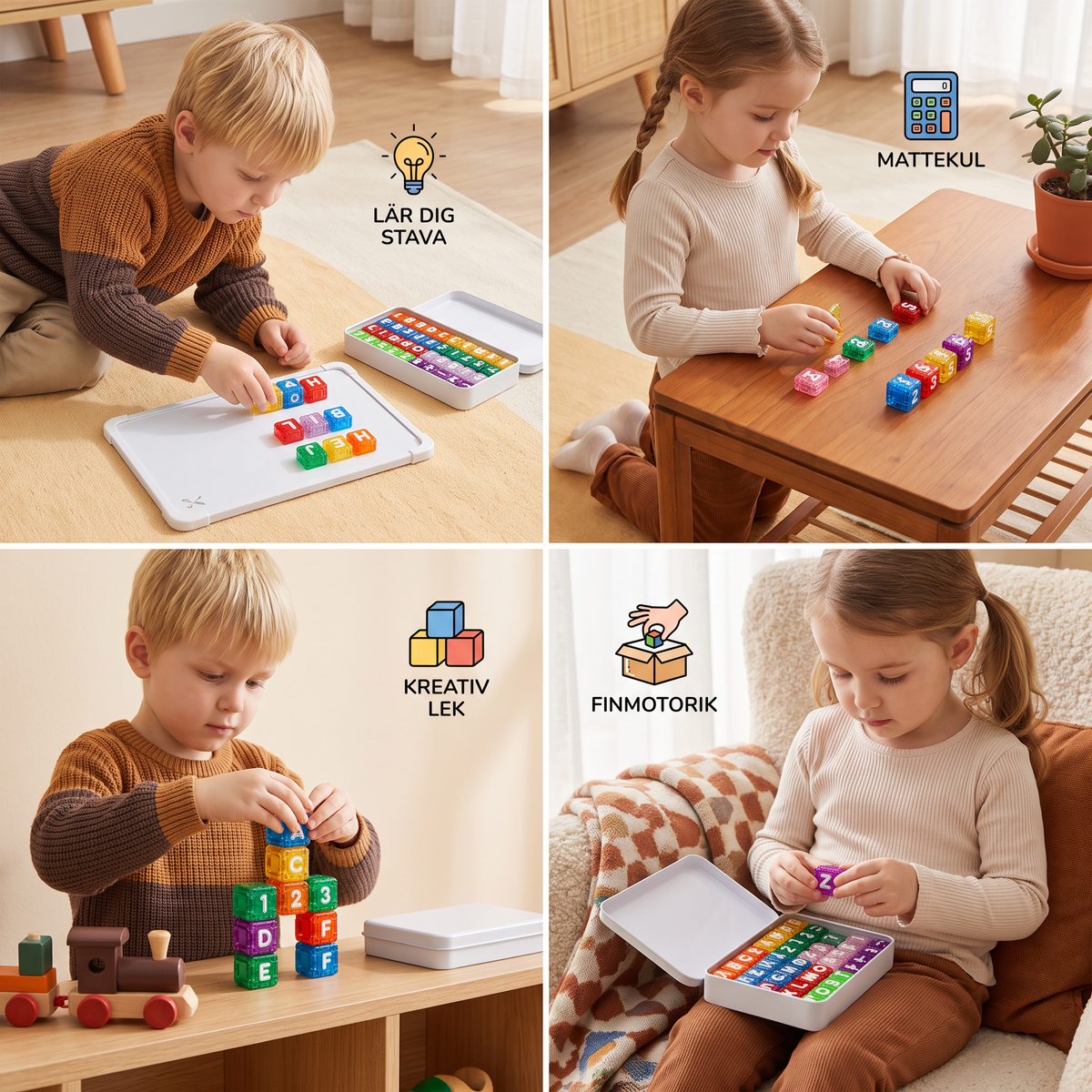 40-delars magnetiskt set med bokstäver och siffror – Montessori STEM-leksak för barn