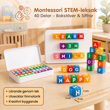 40-delars magnetiskt set med bokstäver och siffror – Montessori STEM-leksak för barn