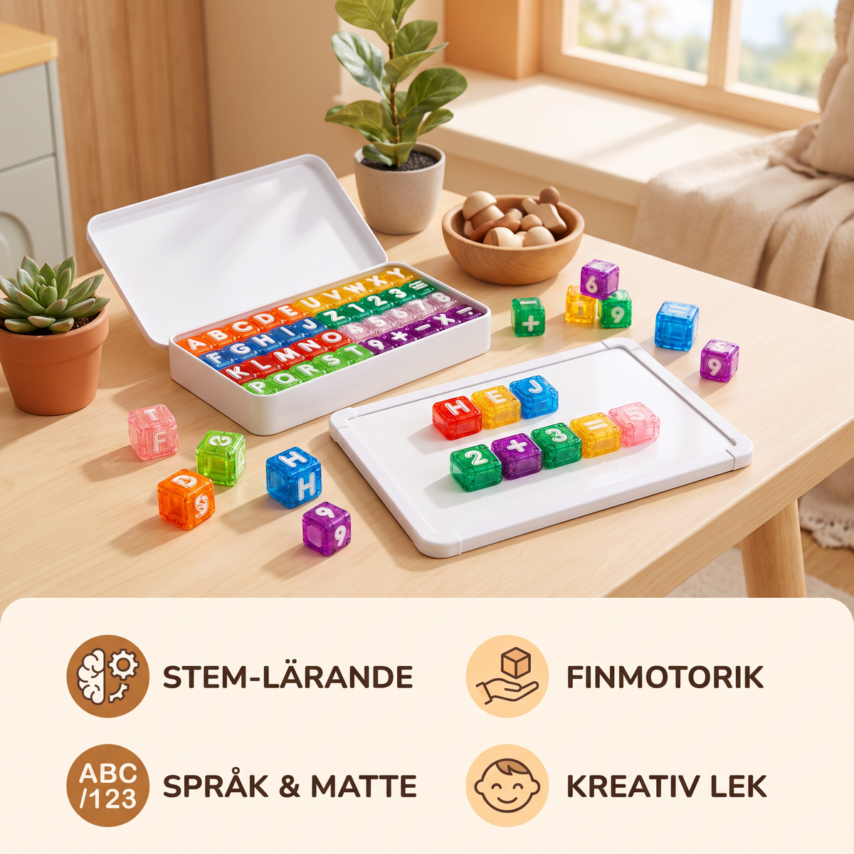 40-delars magnetiskt set med bokstäver och siffror – Montessori STEM-leksak för barn