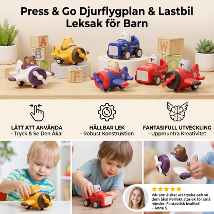 Press & Go Djurflygplan & Lastbil Leksak för Barn