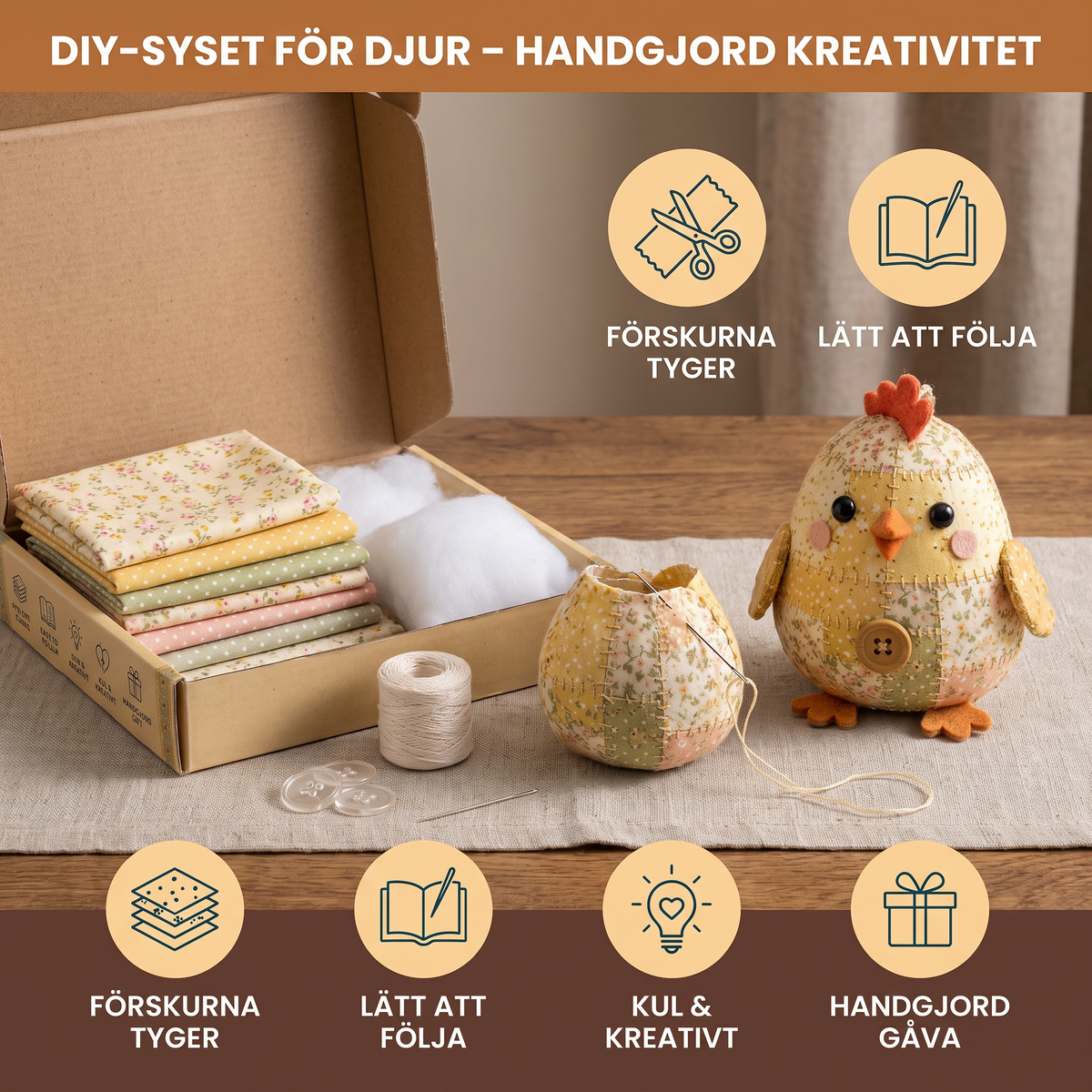 DIY-Syset för Djur – Pysselset för Handgjorda Tygdekorationer