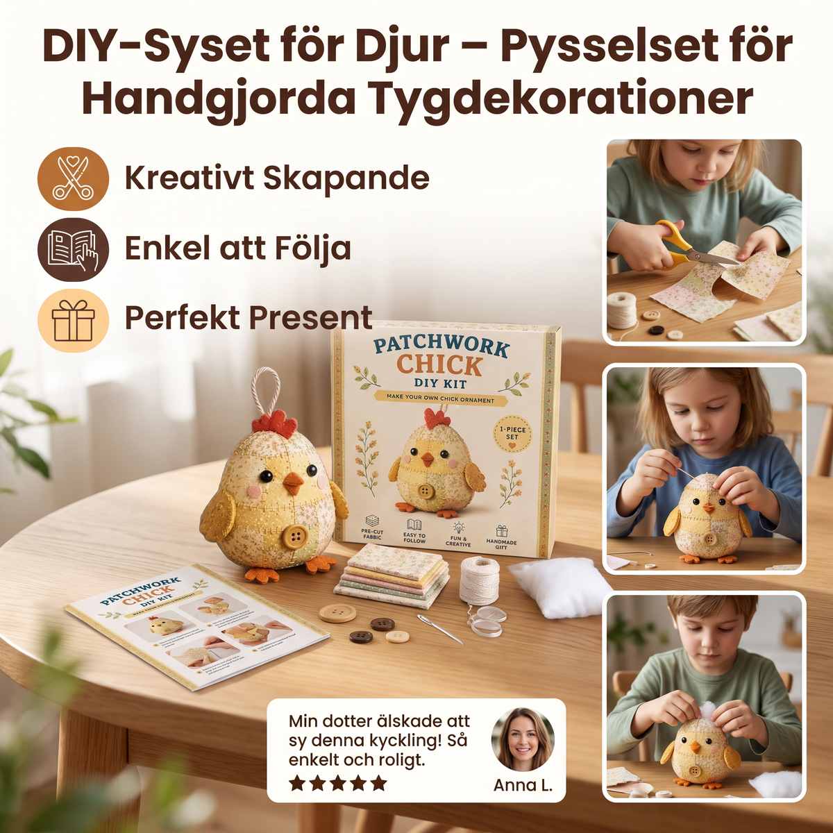 DIY-Syset för Djur – Pysselset för Handgjorda Tygdekorationer