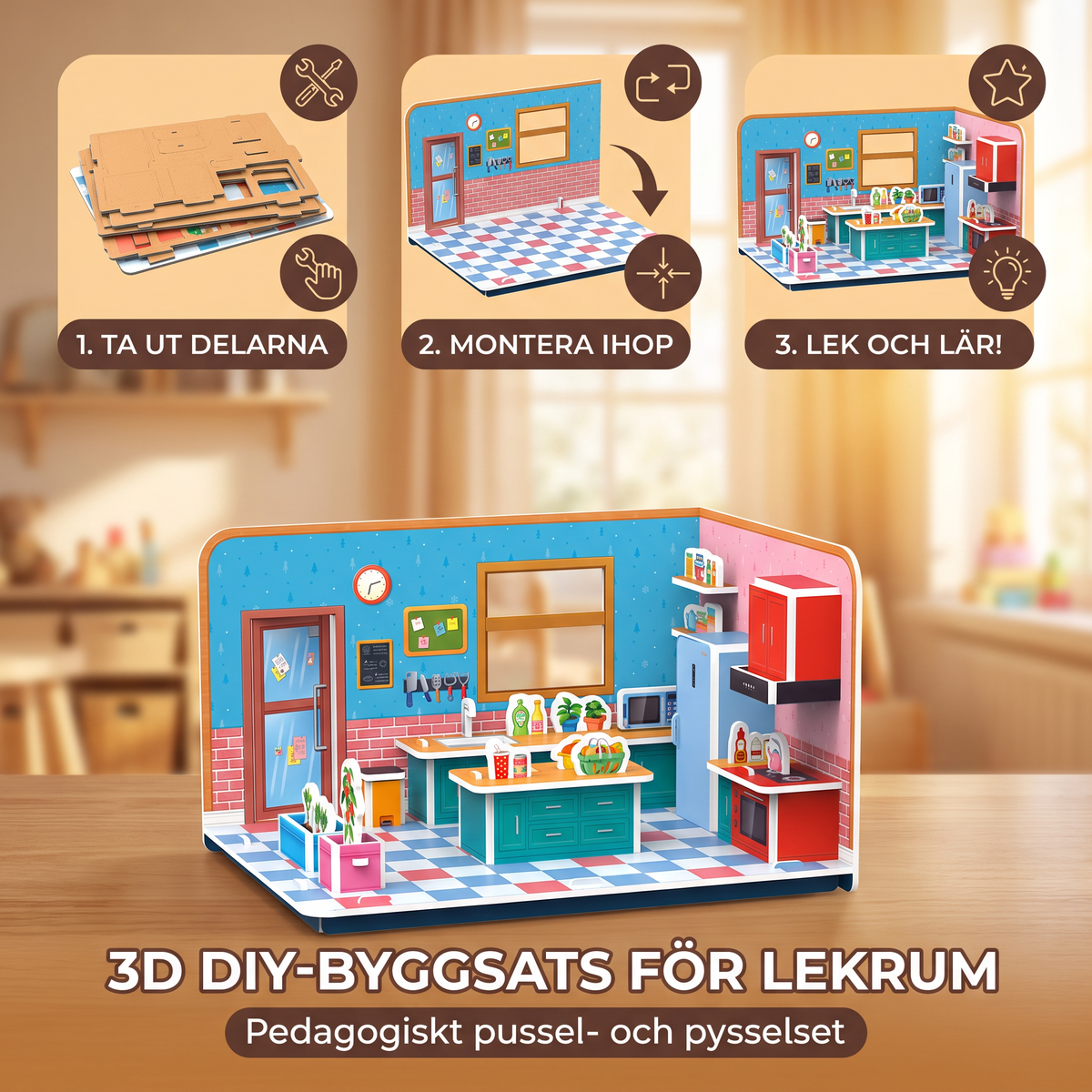 3D DIY-byggsats för lekrum – Pedagogiskt pussel- och pysselset