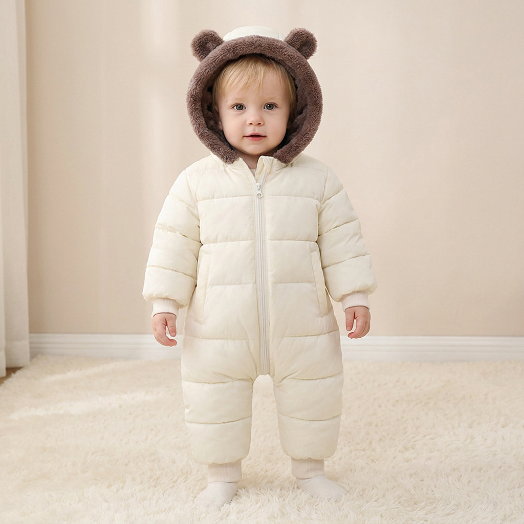Babybody med björnmotiv – Varmt fodrat med fleece