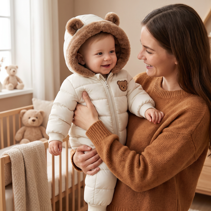 Babybody med björnmotiv – Varmt fodrat med fleece