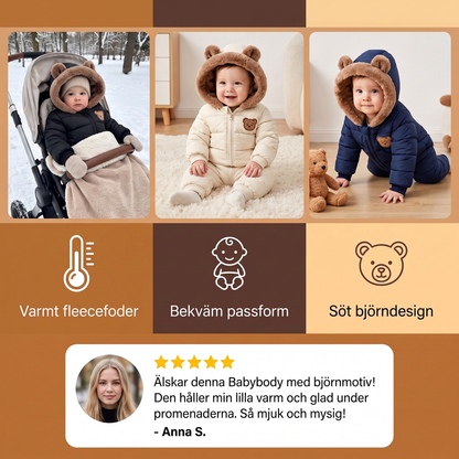 Babybody med björnmotiv – Varmt fodrat med fleece
