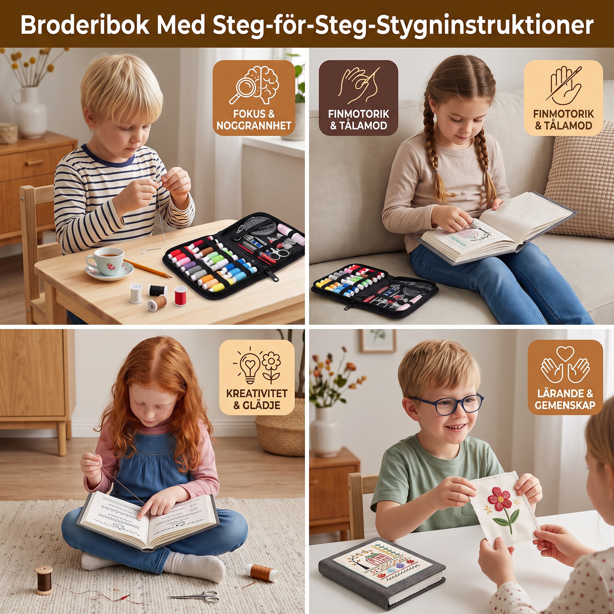 Broderibok Med Steg-för-Steg-Stygninstruktioner