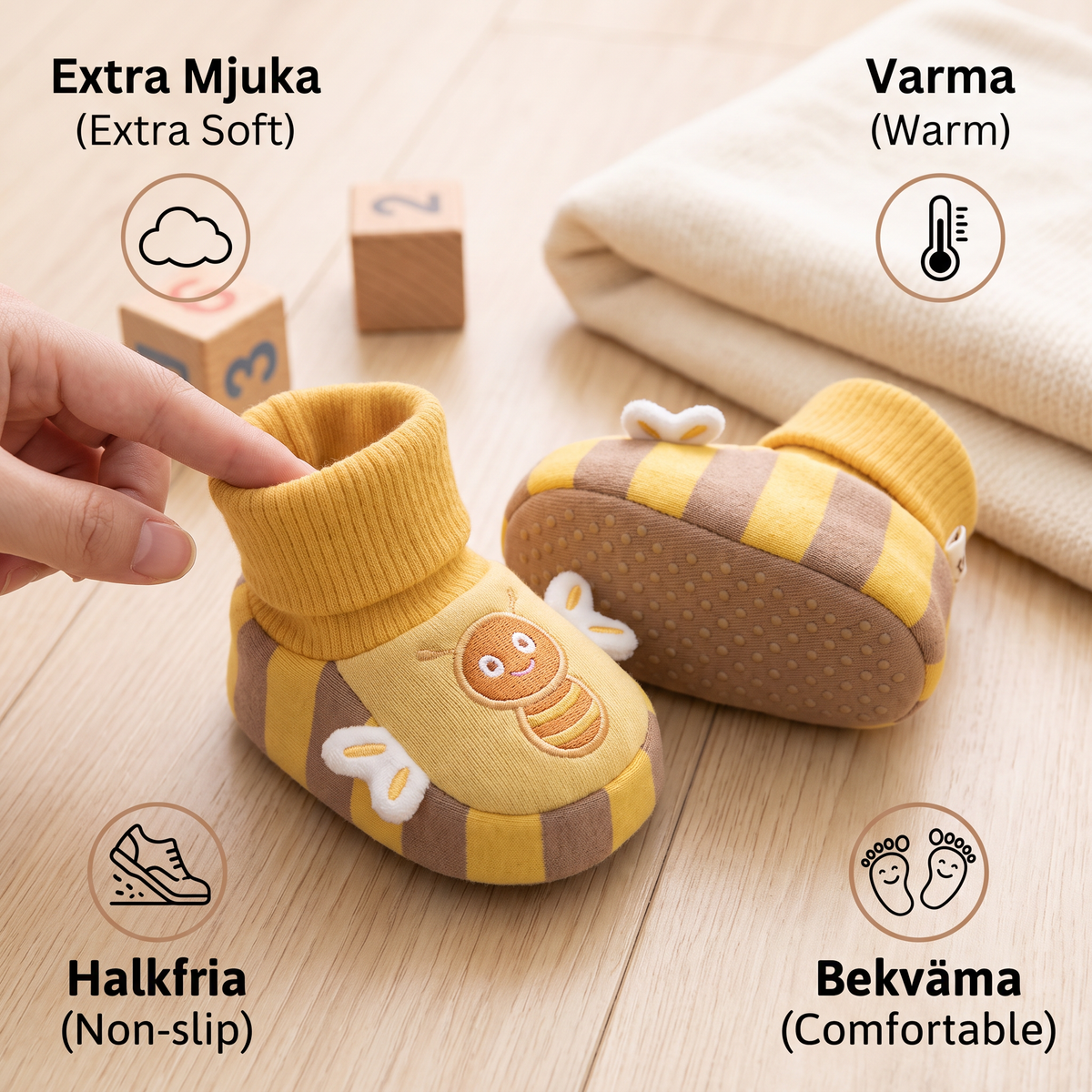 Extra Mjuka Babysockskor – Varma, Halkfria & Bekväma