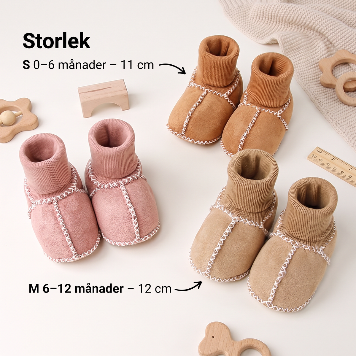 Fodrade Babysockor och Skor i Mockaimitation