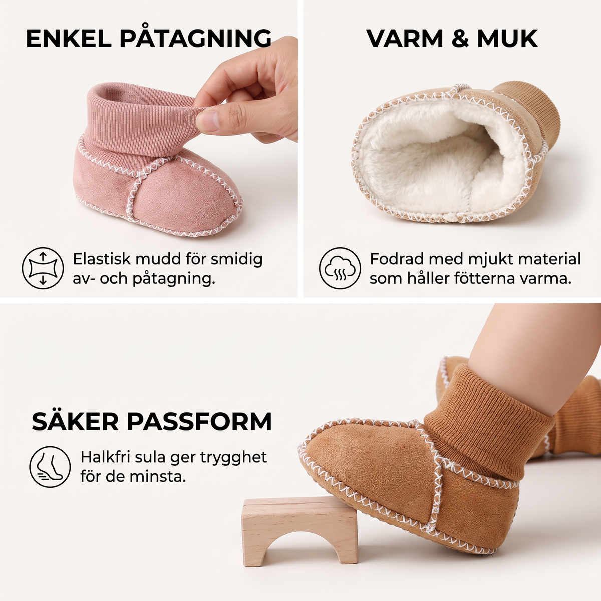 Fodrade Babysockor och Skor i Mockaimitation