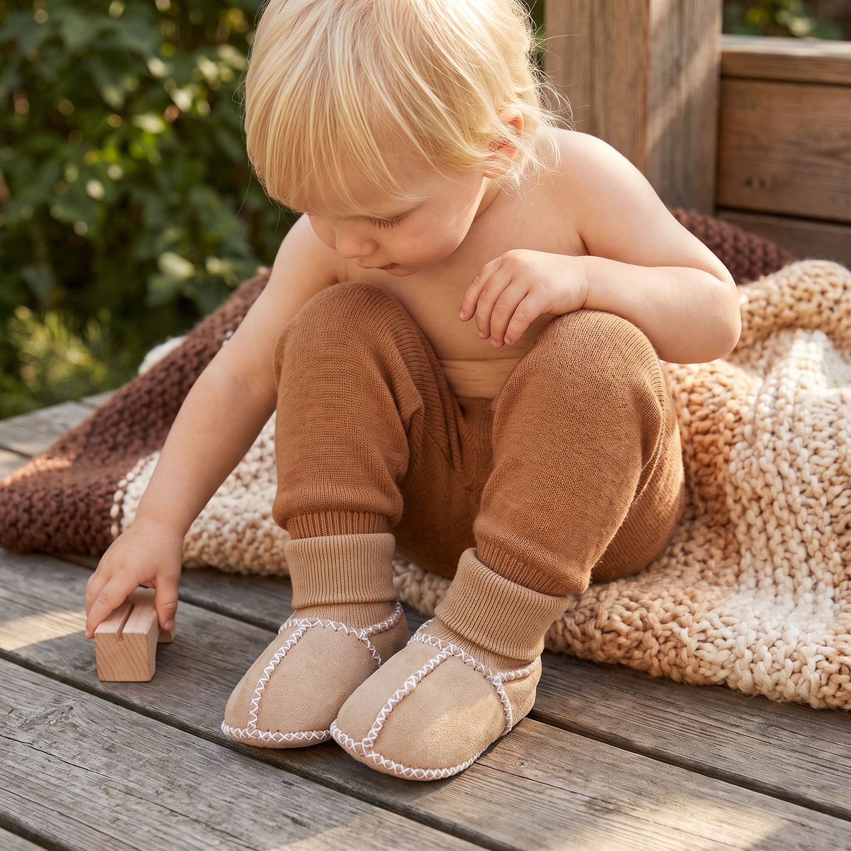Fodrade Babysockor och Skor i Mockaimitation