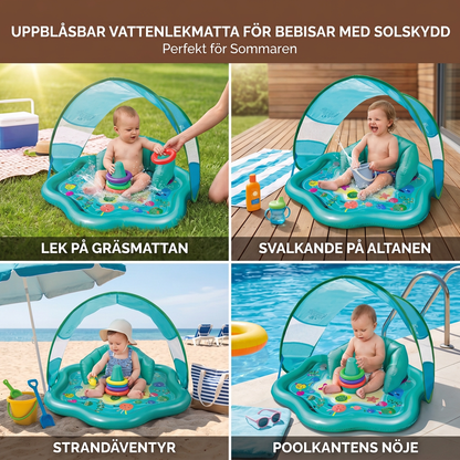 Uppblåsbar Vattenlekmatta för Bebisar med Solskydd – Perfekt för Sommaren