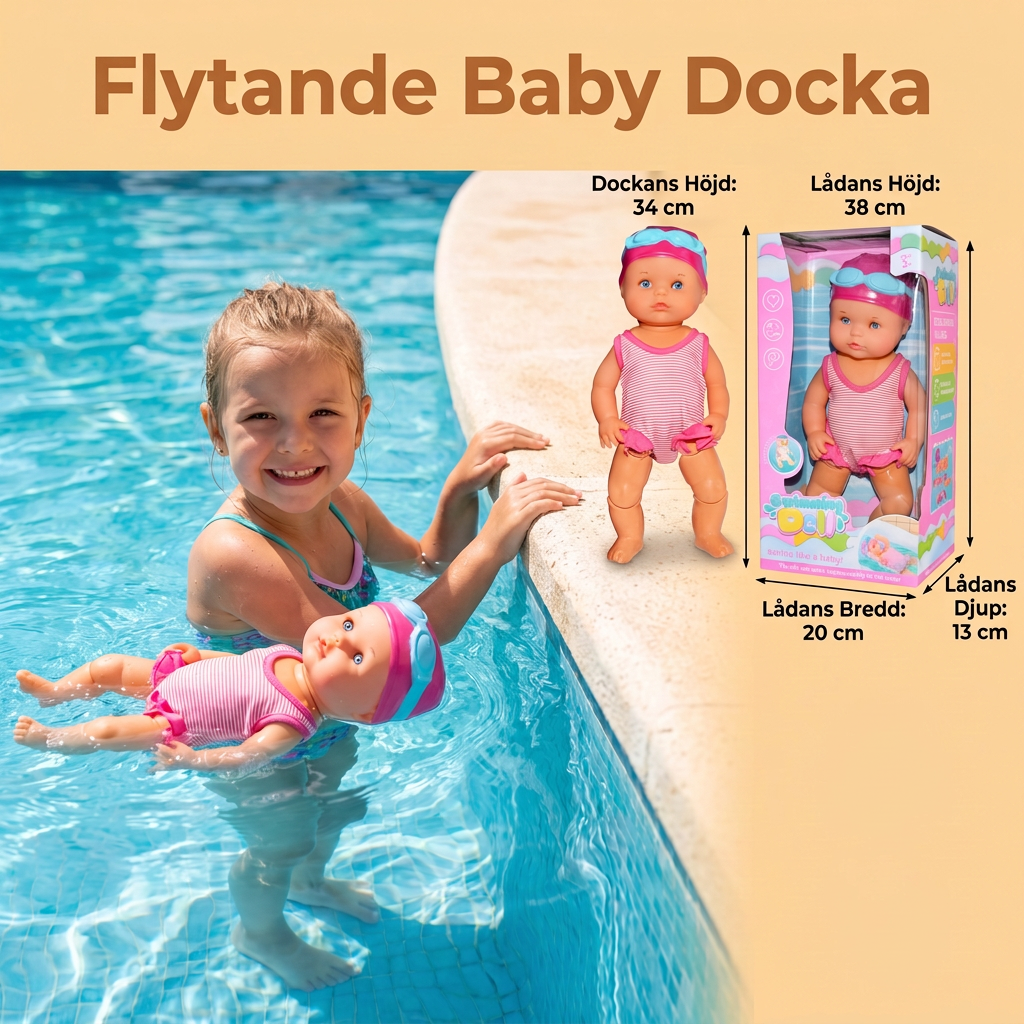 Flytande Baby Docka – Vattentät Elektrisk Poolleksak För Barn