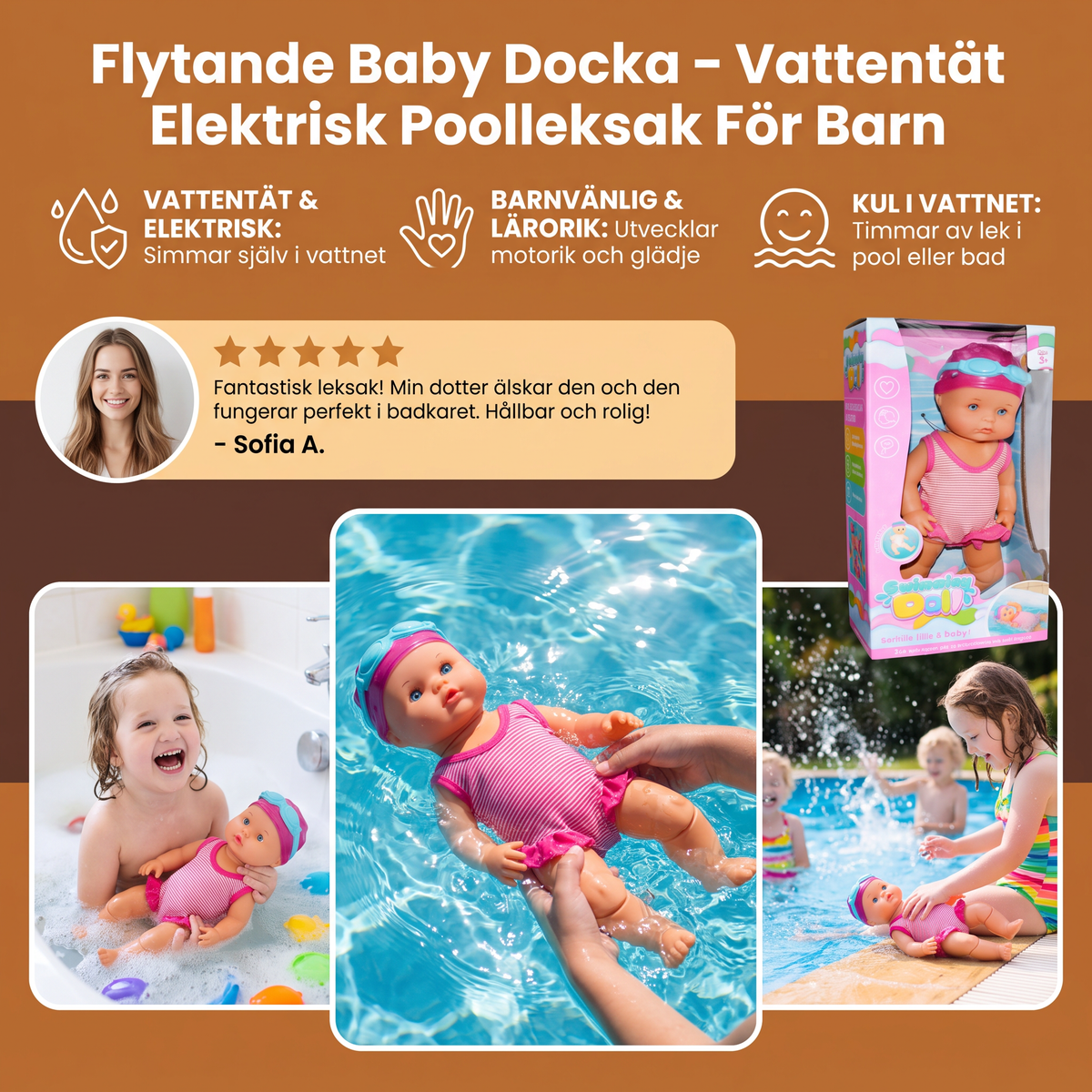 Flytande Baby Docka – Vattentät Elektrisk Poolleksak För Barn