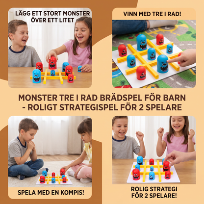 Monster Tre I Rad Brädspel För Barn – Roligt Strategispel För 2 Spelare