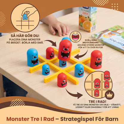 Monster Tre I Rad Brädspel För Barn – Roligt Strategispel För 2 Spelare