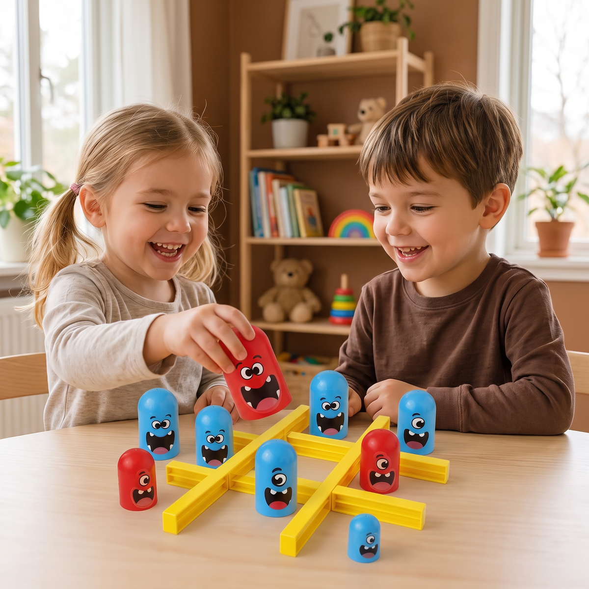 Monster Tre I Rad Brädspel För Barn – Roligt Strategispel För 2 Spelare