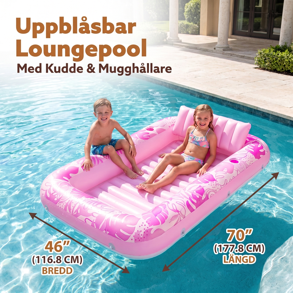 Uppblåsbar Loungepool Med Kudde & Mugghållare