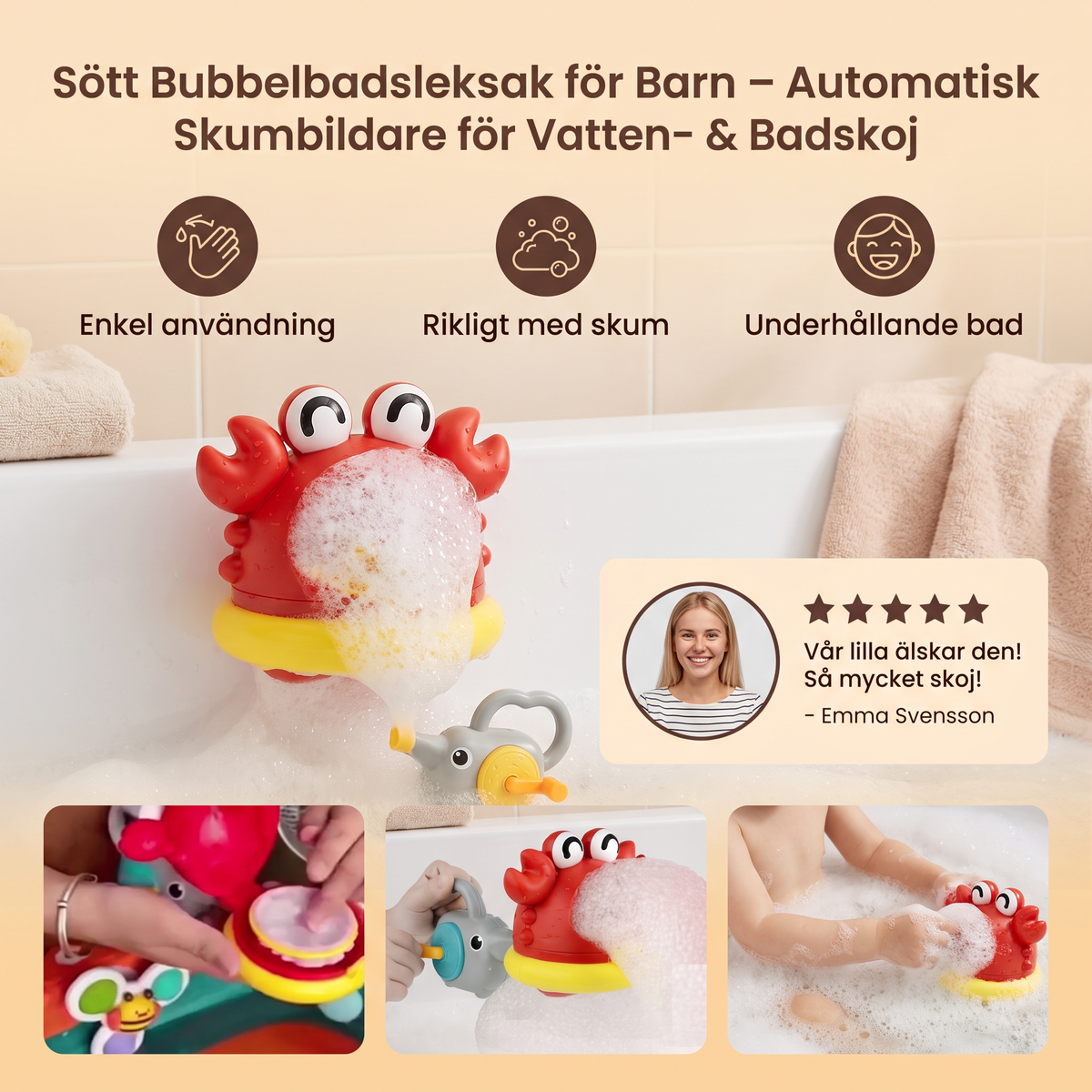 Sött Bubbelbadsleksak för Barn – Automatisk Skumbildare för Vatten- & Badskoj