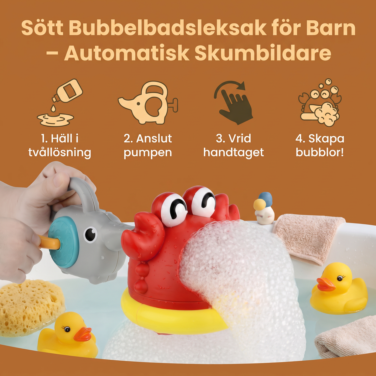 Sött Bubbelbadsleksak för Barn – Automatisk Skumbildare för Vatten- & Badskoj