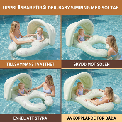 Uppblåsbar Förälder-Baby Simring med Soltak