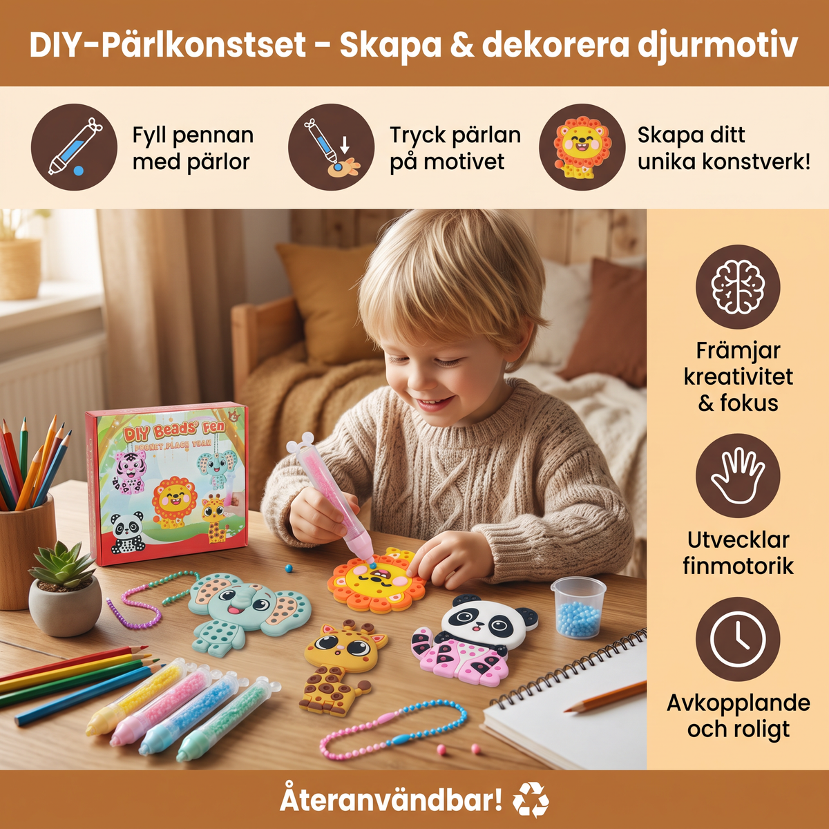 DIY-Pärlkonstset – Skapa & dekorera djurmotiv