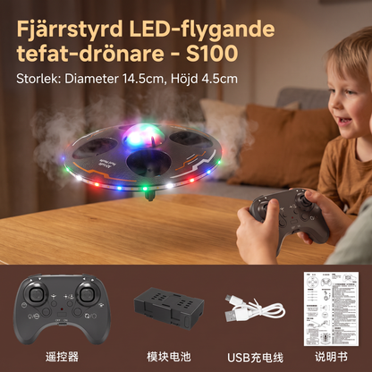 Fjärrstyrd LED-flygande tefat-drönare