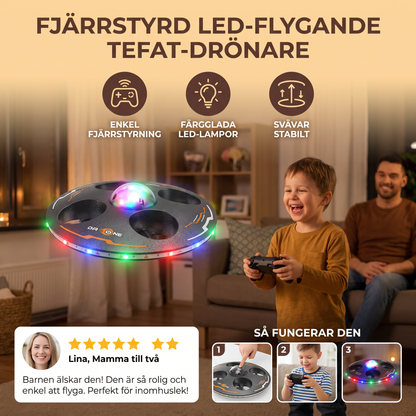 Fjärrstyrd LED-flygande tefat-drönare