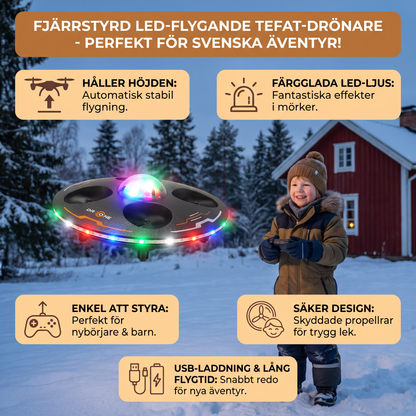 Fjärrstyrd LED-flygande tefat-drönare