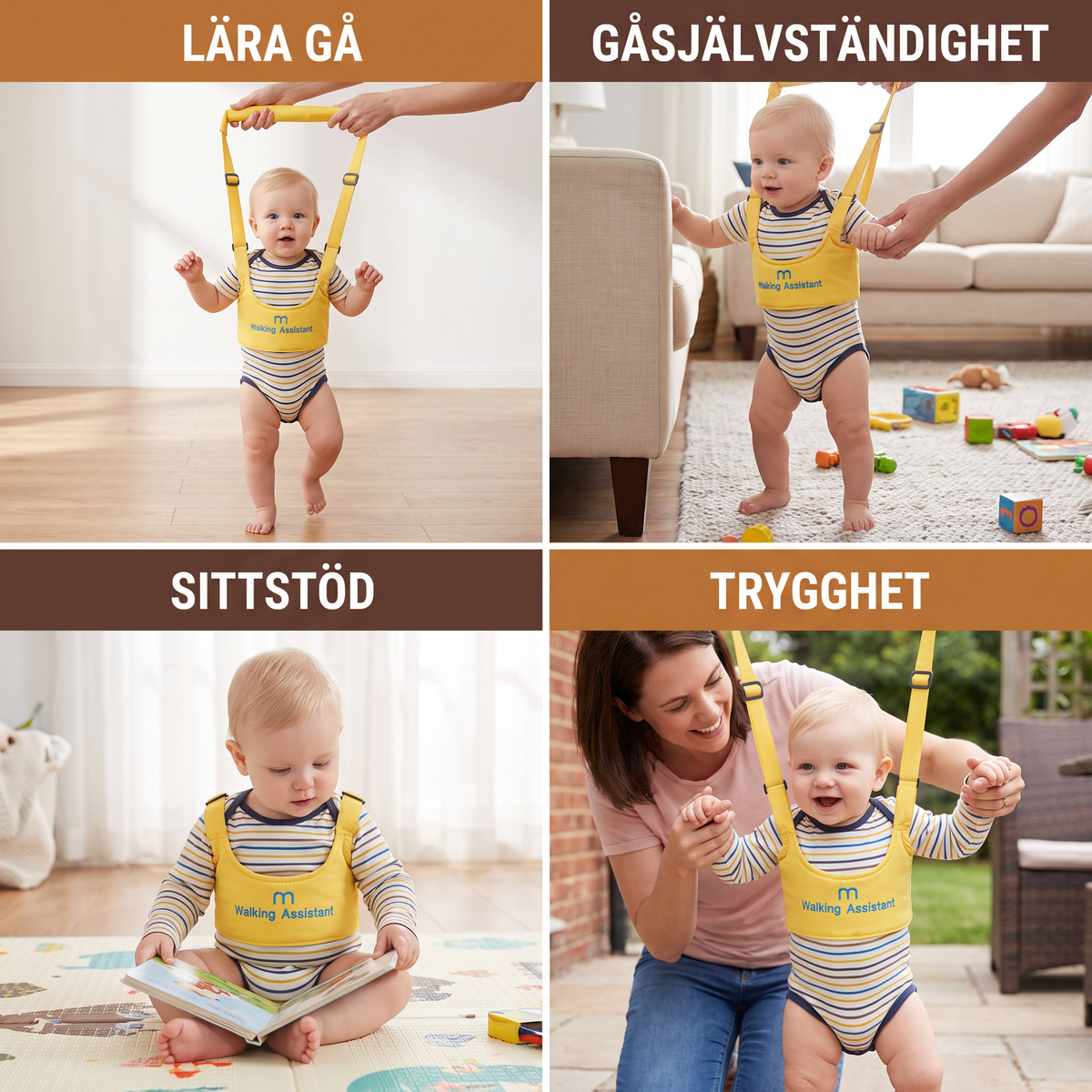 Justerbar Gåstolshjälp för Baby med Säkerhetssele
