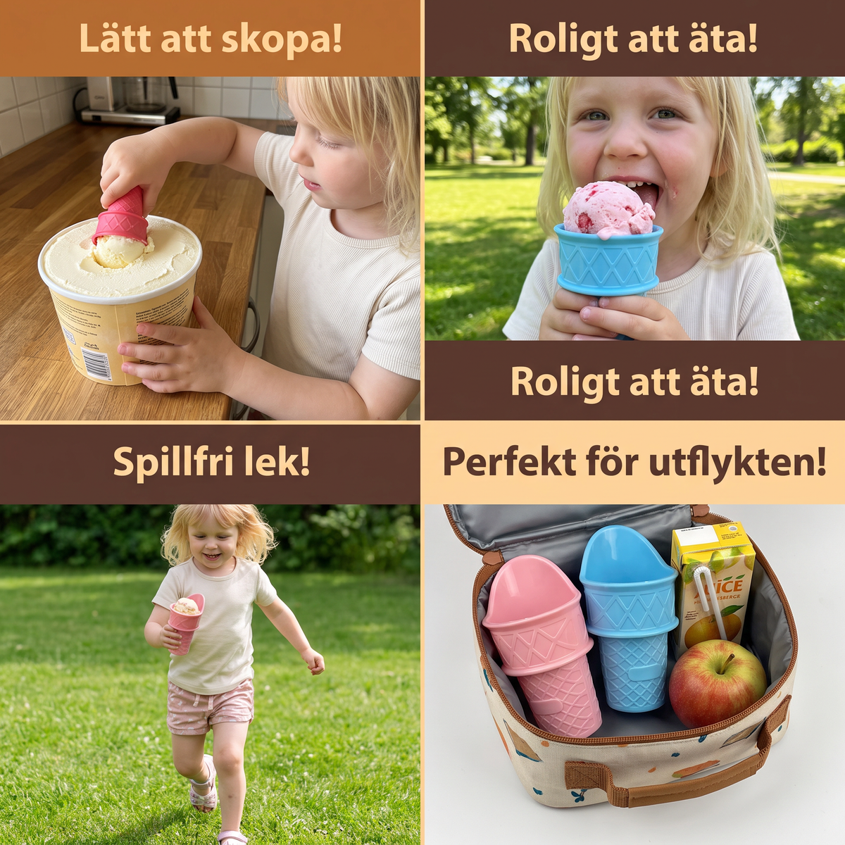 2-delars Glassbägare i Våffeldesign – Spillfri Glasshållare för Barn