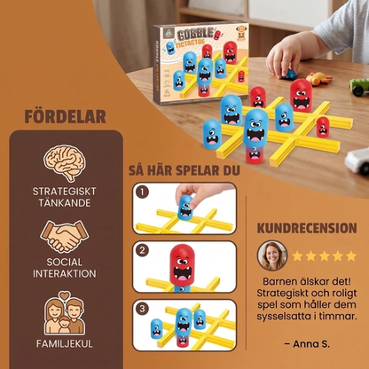 Monster Tre I Rad Brädspel För Barn – Roligt Strategispel För 2 Spelare