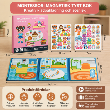Montessori Magnetisk Tyst Bok – Kreativ Klädpåklädning och Scenlek