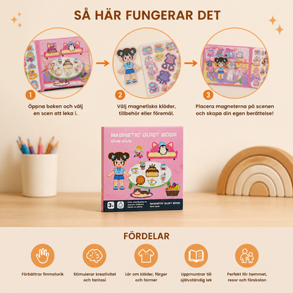 Montessori Magnetisk Tyst Bok – Kreativ Klädpåklädning och Scenlek