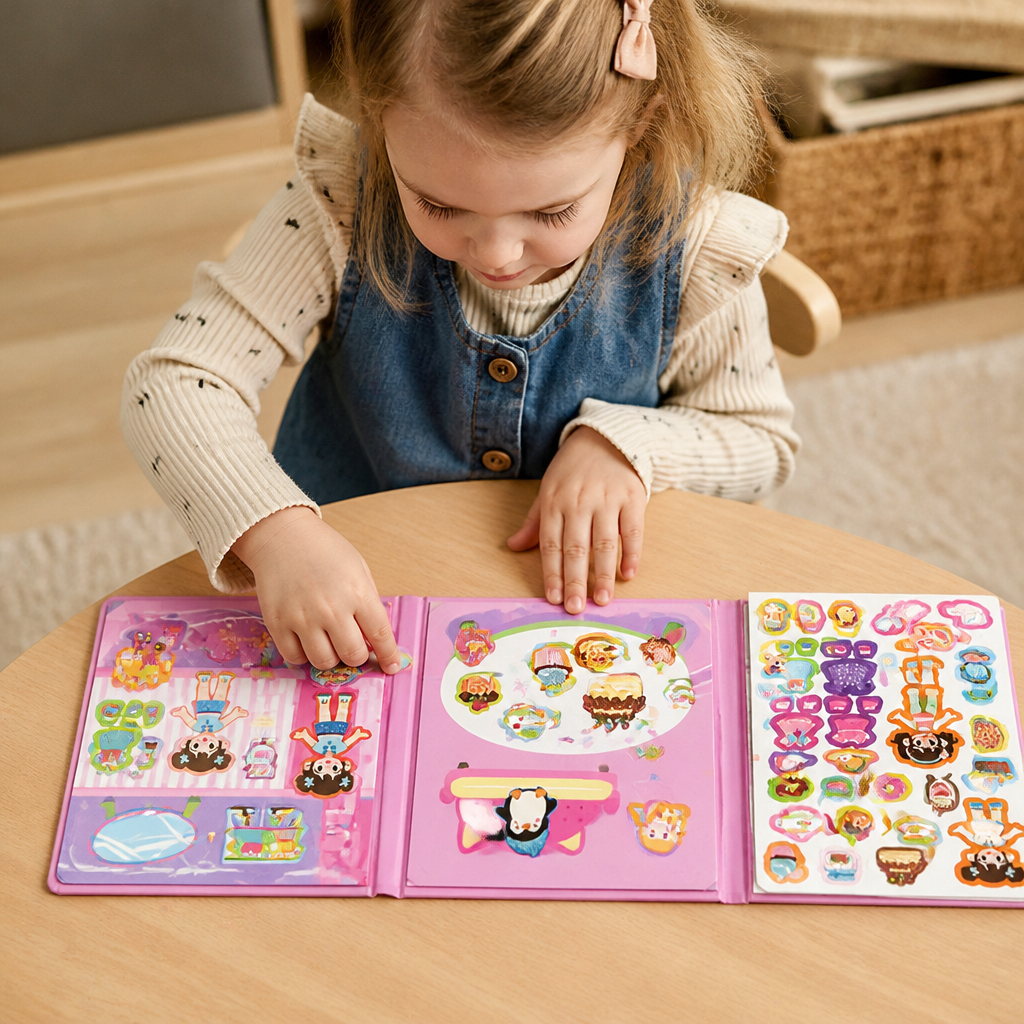Montessori Magnetisk Tyst Bok – Kreativ Klädpåklädning och Scenlek