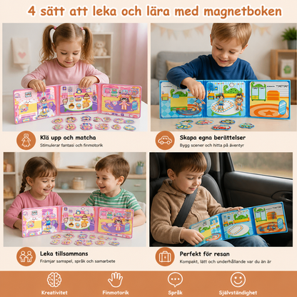 Montessori Magnetisk Tyst Bok – Kreativ Klädpåklädning och Scenlek
