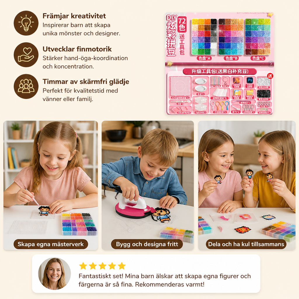Premium-set med pärlplattor och pysselverktyg – DIY-set för konst och kreativt skapande