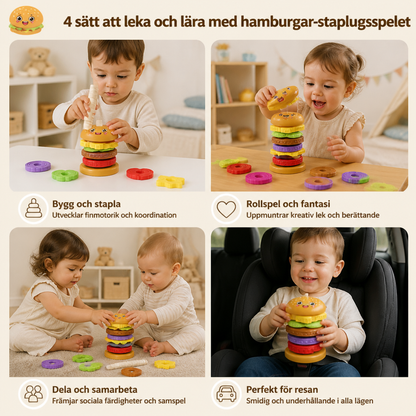 Interaktivt roterande hamburgar-staplingsspel