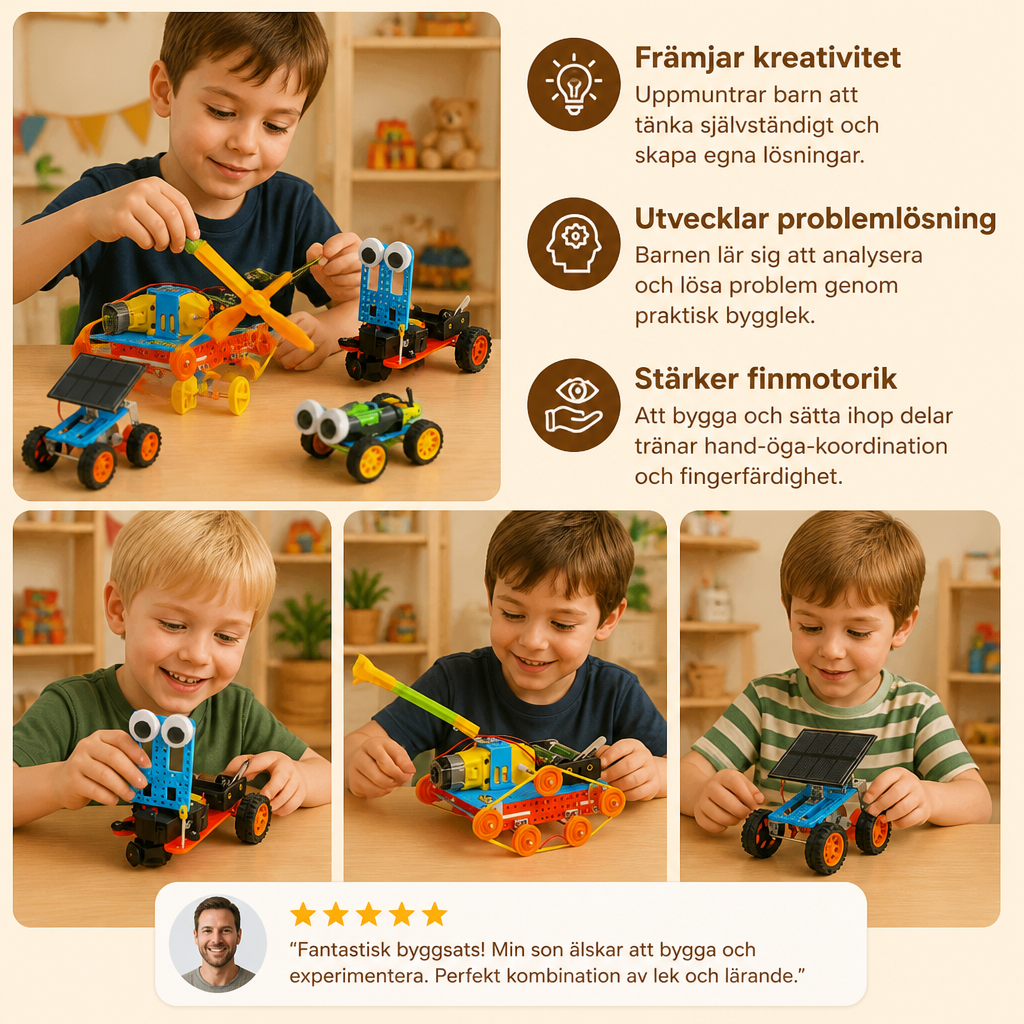 5-i-1 DIY STEM-byggsats med fordon för barn