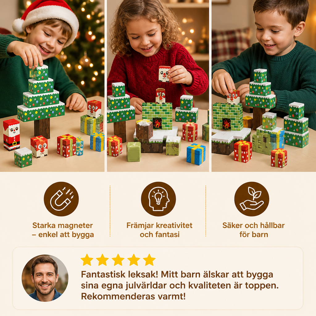 54-delars magnetiskt julbyggset för barn