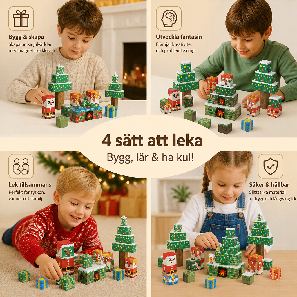 54-delars magnetiskt julbyggset för barn