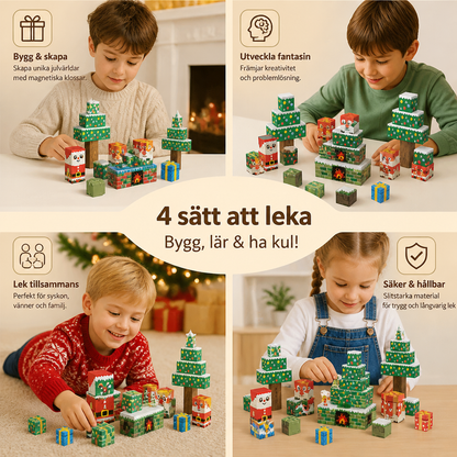 54-delars magnetiskt julbyggset för barn