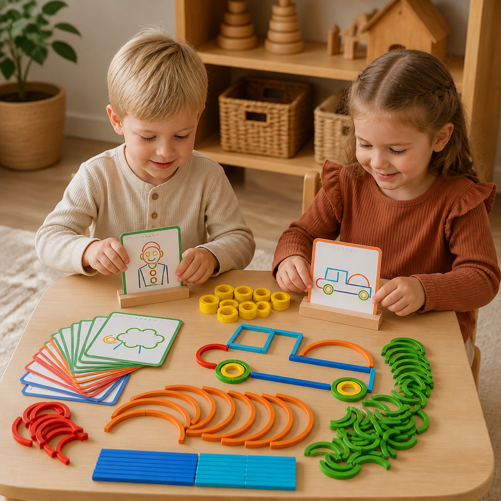Pädagogisches Montessori-Stäbchen- und Ring-Puzzlespiel