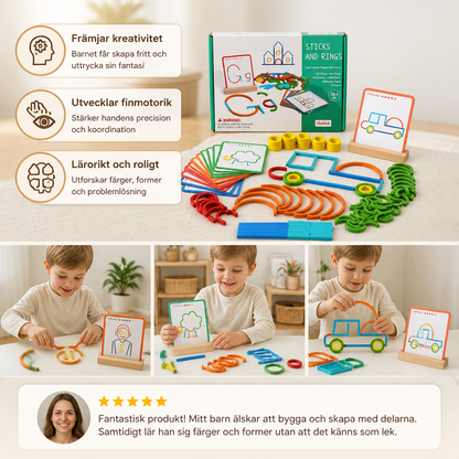 Pädagogisches Montessori-Stäbchen- und Ring-Puzzlespiel